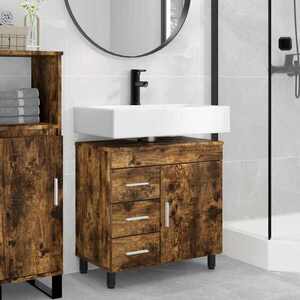 Imagine vidaXL Unitate Vanity pentru Baie Stejar fumuriu 60 x 35 x 60 cm
