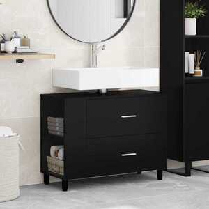 Imagine vidaXL Unitate Vanity pentru Baie Negru 80 x 35 x 60 cm Lemn prelucrat
