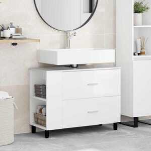 Imagine vidaXL Unitate Vanity pentru Baie Alb foarte lucios 80 x 35 x 60 cm