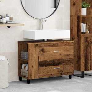 Imagine vidaXL Unitate Vanity pentru Baie Lemn vechi 80 x 35 x 60 cm