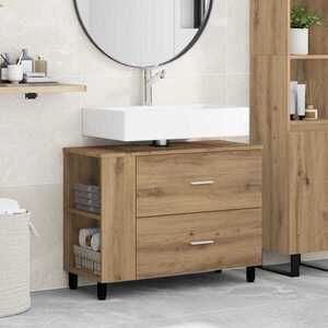 Imagine vidaXL Unitate Vanity pentru Baie Stejar Artizanal 80 x 35 x 60 cm