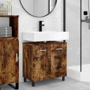 Imagine vidaXL Unitate Vanity pentru Baie Stejar fumuriu 60 x 35 x 60 cm