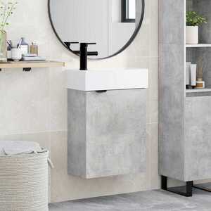 Imagine vidaXL Unitate de baie cu robinet Gri Beton 45, 5 x 22, 5 x 84 cm