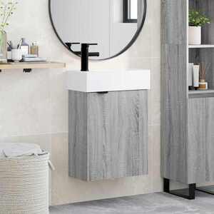 Imagine vidaXL Unitate de baie cu robinet Sonoma gri 45, 5 x 22, 5 x 84 cm