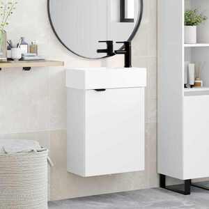 Imagine vidaXL Unitate de baie cu robinet Alb 45, 5 x 22, 5 x 84 cm