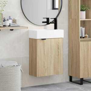 Imagine vidaXL Unitate de baie cu robinet Stejar Sonoma 45, 5 x 22, 5 x 84 cm