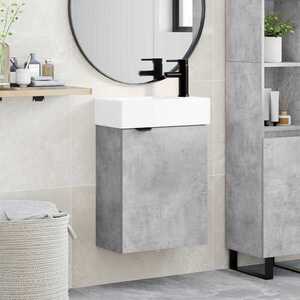 Imagine vidaXL Unitate de baie cu robinet Gri Beton 45, 5 x 22, 5 x 84 cm