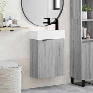 Imagine vidaXL Unitate de baie cu robinet Sonoma gri 45, 5 x 22, 5 x 84 cm