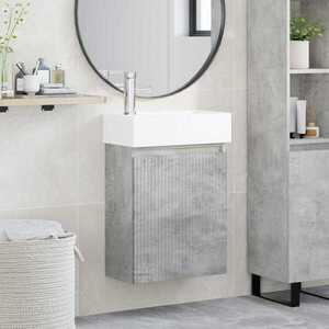 Imagine vidaXL Unitate de baie cu robinet Gri Beton 45, 5 x 22, 5 x 84 cm