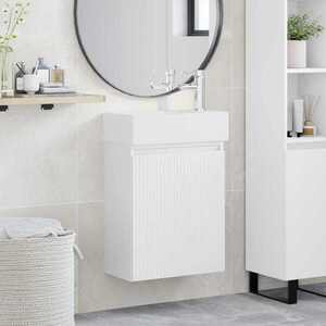 Imagine vidaXL Unitate de baie cu robinet Alb 45, 5 x 22, 5 x 84 cm