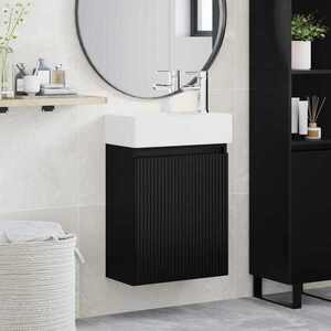 Imagine vidaXL Unitate de baie cu robinet Negru 45, 5 x 22, 5 x 84 cm