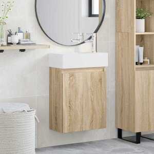 Imagine vidaXL Unitate de baie cu robinet Stejar Sonoma 45, 5 x 22, 5 x 84 cm