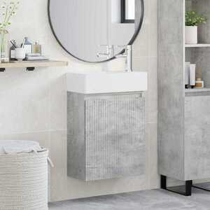 Imagine vidaXL Unitate de baie cu robinet Gri Beton 45, 5 x 22, 5 x 84 cm