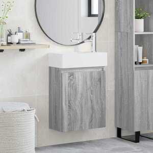 Imagine vidaXL Unitate de baie cu robinet Sonoma gri 45, 5 x 22, 5 x 84 cm