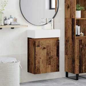 Imagine vidaXL Unitate de baie cu robinet Lemn vechi 45, 5 x 22, 5 x 84 cm