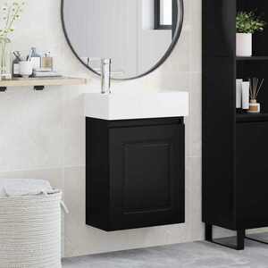 Imagine vidaXL Unitate de baie cu robinet Negru 45, 5 x 22, 5 x 84 cm