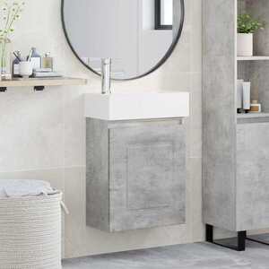 Imagine vidaXL Unitate de baie cu robinet Gri Beton 45, 5 x 22, 5 x 84 cm
