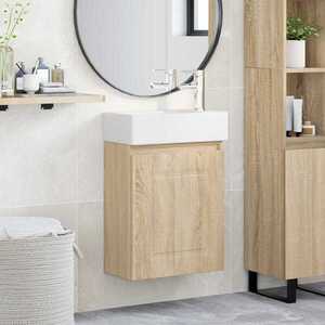 Imagine vidaXL Unitate de baie cu robinet Stejar Sonoma 45, 5 x 22, 5 x 84 cm