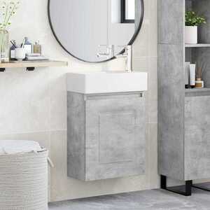 Imagine vidaXL Unitate de baie cu robinet Gri Beton 45, 5 x 22, 5 x 84 cm