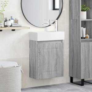 Imagine vidaXL Unitate de baie cu robinet Sonoma gri 45, 5 x 22, 5 x 84 cm