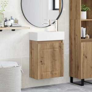 Imagine vidaXL Unitate de baie cu robinet Stejar Artizanal 45, 5 x 22, 5 x 84 cm