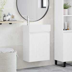 Imagine vidaXL Unitate de baie cu robinet Alb 45, 5 x 25, 5 x 84 cm