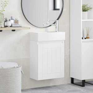 Imagine vidaXL Unitate de baie cu robinet Alb 45, 5 x 25, 5 x 84 cm