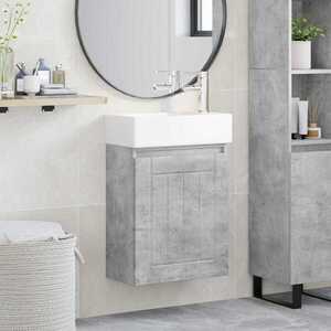 Imagine vidaXL Unitate de baie cu robinet Gri Beton 45, 5 x 25, 5 x 84 cm