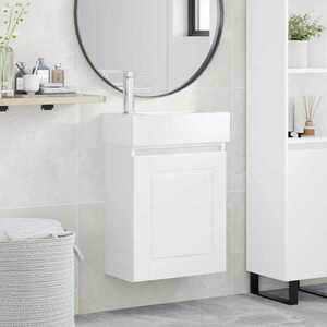 Imagine vidaXL Unitate de baie cu robinet Alb 45, 5 x 22, 5 x 84 cm