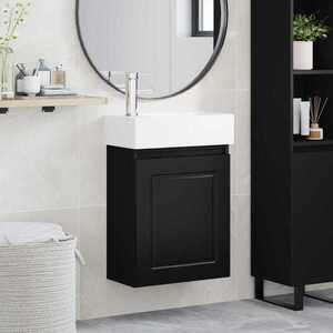 Imagine vidaXL Unitate de baie cu robinet Negru 45, 5 x 22, 5 x 84 cm