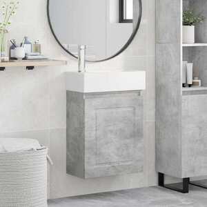 Imagine vidaXL Unitate de baie cu robinet Gri Beton 45, 5 x 22, 5 x 84 cm