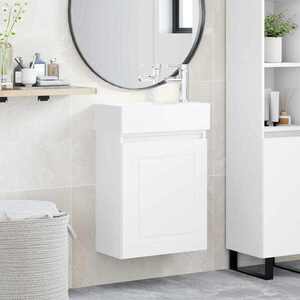 Imagine vidaXL Unitate de baie cu robinet Alb 45, 5 x 22, 5 x 84 cm