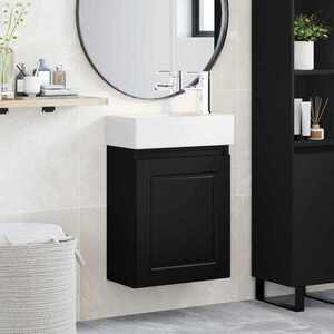 Imagine vidaXL Unitate de baie cu robinet Negru 45, 5 x 22, 5 x 84 cm