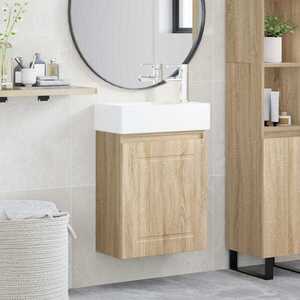 Imagine vidaXL Unitate de baie cu robinet Stejar Sonoma 45, 5 x 22, 5 x 84 cm