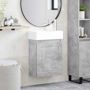 Imagine vidaXL Unitate de baie cu robinet Gri Beton 45, 5 x 22, 5 x 84 cm