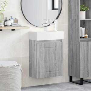 Imagine vidaXL Unitate de baie cu robinet Sonoma gri 45, 5 x 22, 5 x 84 cm