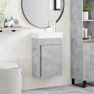 Imagine vidaXL Unitate de baie cu robinet Gri Beton 40, 5 x 22, 5 x 62 cm
