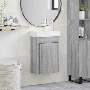 Imagine vidaXL Unitate de baie cu robinet Sonoma gri 40, 5 x 22, 5 x 62 cm