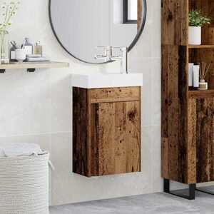 Imagine vidaXL Unitate de baie cu robinet Lemn vechi 40, 5 x 22, 5 x 62 cm