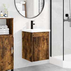Imagine vidaXL Unitate de baie cu robinet Stejar fumuriu 42 x 40 x 74, 5 cm