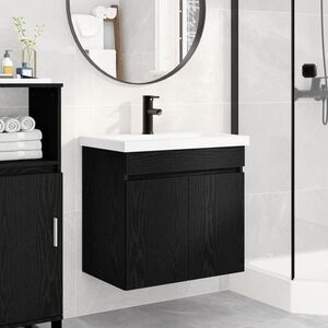 Imagine vidaXL Unitate de baie cu robinet Stejar Negru 61 x 40 x 74, 5 cm