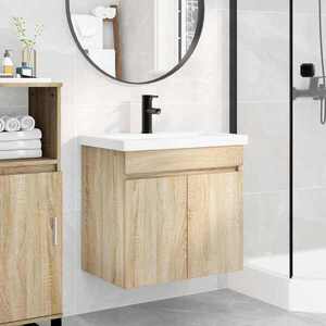 Imagine vidaXL Unitate de baie cu robinet Stejar Sonoma 61 x 40 x 74, 5 cm