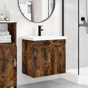 Imagine vidaXL Unitate de baie cu robinet Stejar fumuriu 61 x 40 x 74, 5 cm
