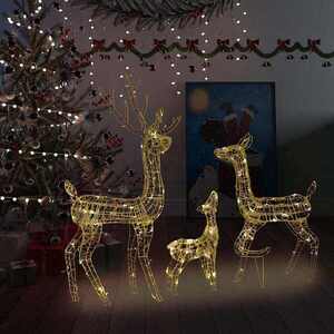Imagine vidaXL Decorațiune de Crăciun familie reni 300 LED-uri alb cald acril