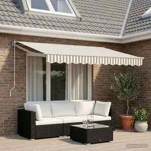 Imagine vidaXL Copertină retractabilă Gri deschis și alb. 3, 5 x 2 m