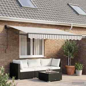 Imagine vidaXL Copertină retractabilă Gri deschis și alb. 3, 5 x 2 m