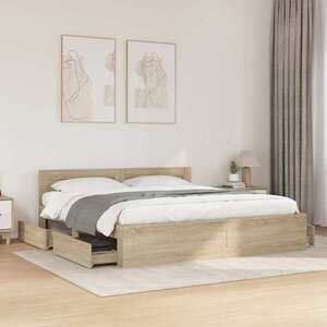 Imagine vidaXL Cadru de pat cu sertar Sonoma 193 x 203 cm Lemn prelucrat