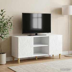 Imagine vidaXL Cabinet TV 102 x 34, 5 x 50 cm Alb foarte lucios Lemn prelucrat