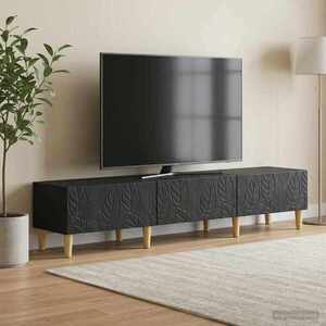 Imagine vidaXL Cabinet TV 147 x 34, 5 x 30 cm Negru Lemn prelucrat