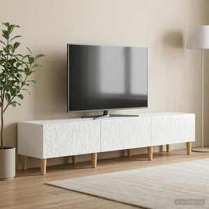 Imagine vidaXL Cabinet TV 147 x 34, 5 x 30 cm Alb foarte lucios Lemn prelucrat